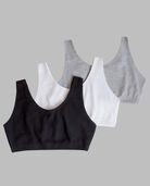 Women's Tank Style Sports Bra, 3 Pack BLACK/WHITE/HEATHER GREY