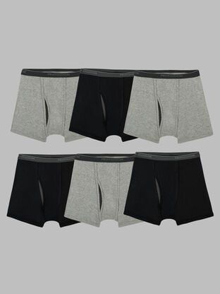 Men's CoolZone® Fly Short Leg Boxer Briefs, Black and Gray 7 Pack 