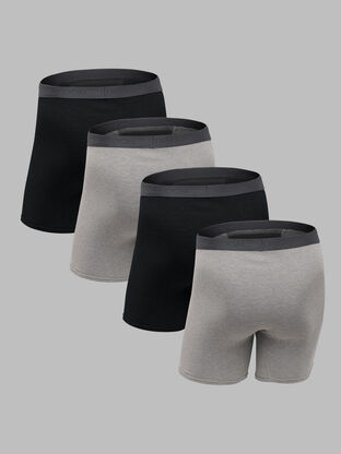 Fruit of the Loom Men's Premium CoolZone® Boxer Briefs, Black and Gray 4 Pack 