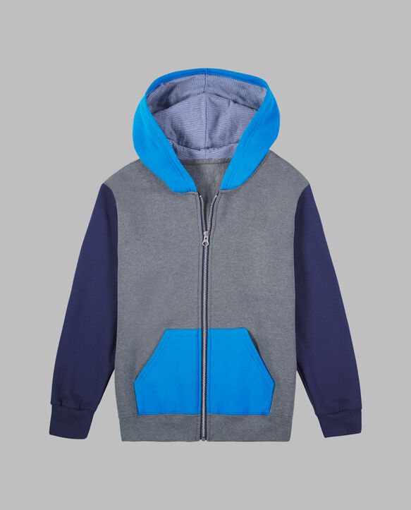 Boys' Fleece Full Zip Hoodie Charcoal/Navy