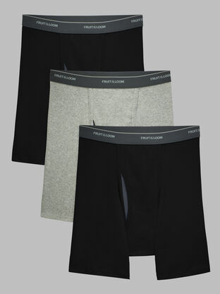 Men'sEversoft®  CoolZone® Fly Boxer Briefs, Black and Gray 3 Pack 
