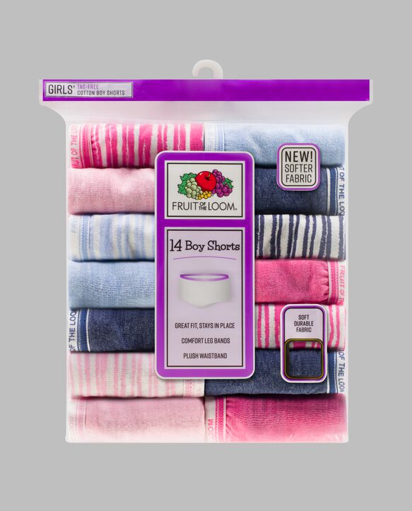 Girls' Heather Boy Short Underwear, Assorted 14 Pack Assorted