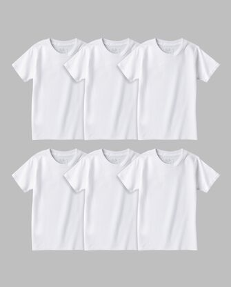 Toddler Boys' Crew Neck T-Shirt, White 6 Pack WHITE