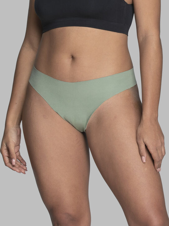 Fruit of the Loom Women's No Show Underwear, Thong, Hipster & Cheeky Panties,  All Comfort & No Lines, Cheeky Bikini-Purple/Green/Silver 