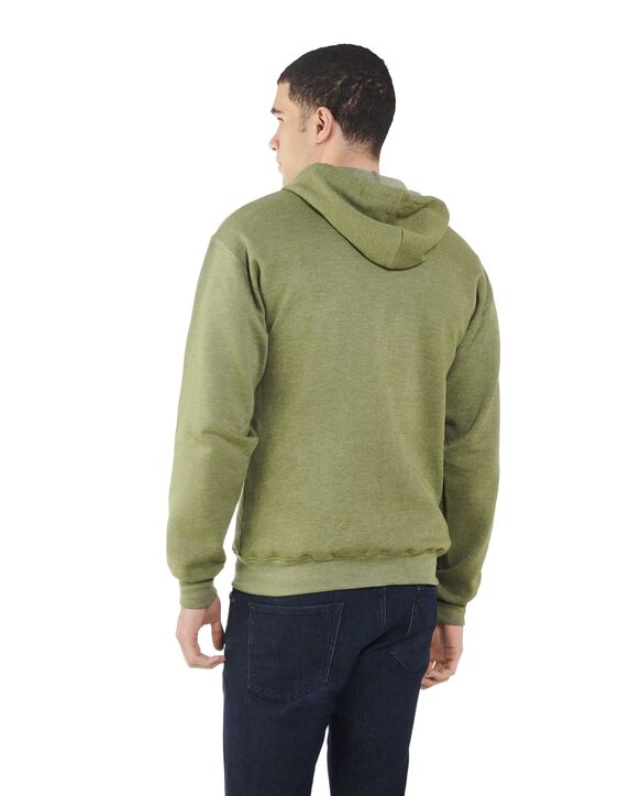 Big Men's Fleece Full Zip Hoodie Jacket, 1 Pack Green Army Heather