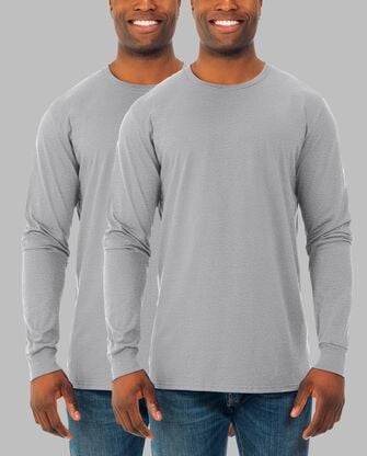 Soft Long Sleeve Crew T-Shirt, 2 Pack Athletic Heather