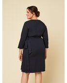 Women’s Seek No Further Plus Size Ponte ¾ Sleeve V-Neck Wrap Dress Brilliant Black