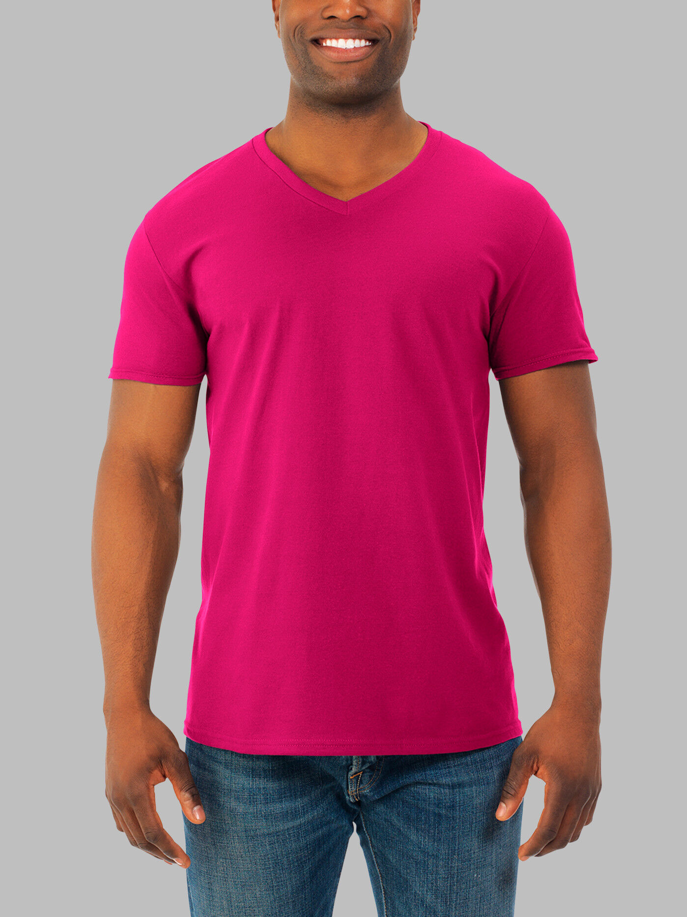 Mens hot pink v neck t shirt online