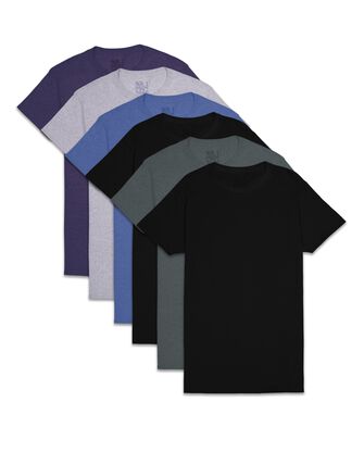 Men's Assorted Crew T-Shirt, Extended Sizes, 6 Pack 