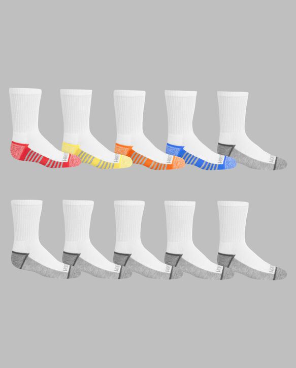 Boys' Cushioned Crew Socks, 10 Pack