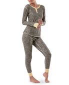 Women's Raschel Henley Top and Pant, 2-Piece Pajama Set ANIMAL