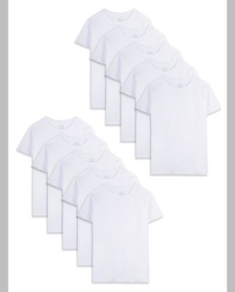 Boys' Short Sleeve Crew T-Shirt, White 10 Pack WHITE