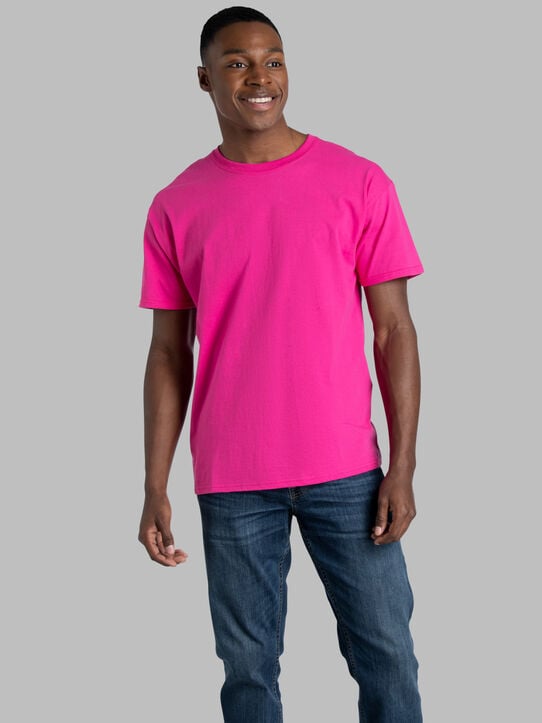 Men’sEversoft®  Short Sleeve Crew T-Shirt, Extended Sizes 2 Pack CYBER PINK