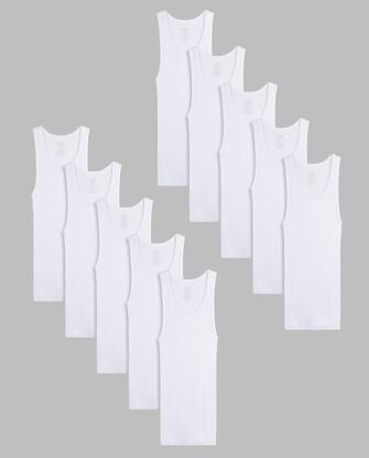 Boys' Tank Top A-Shirt, White 10 Pack 