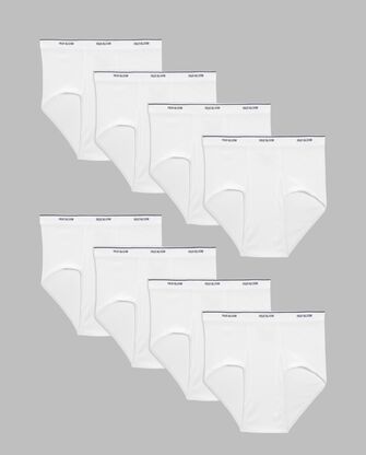 Men's Cotton Briefs, Extended Sizes White 8 Pack 