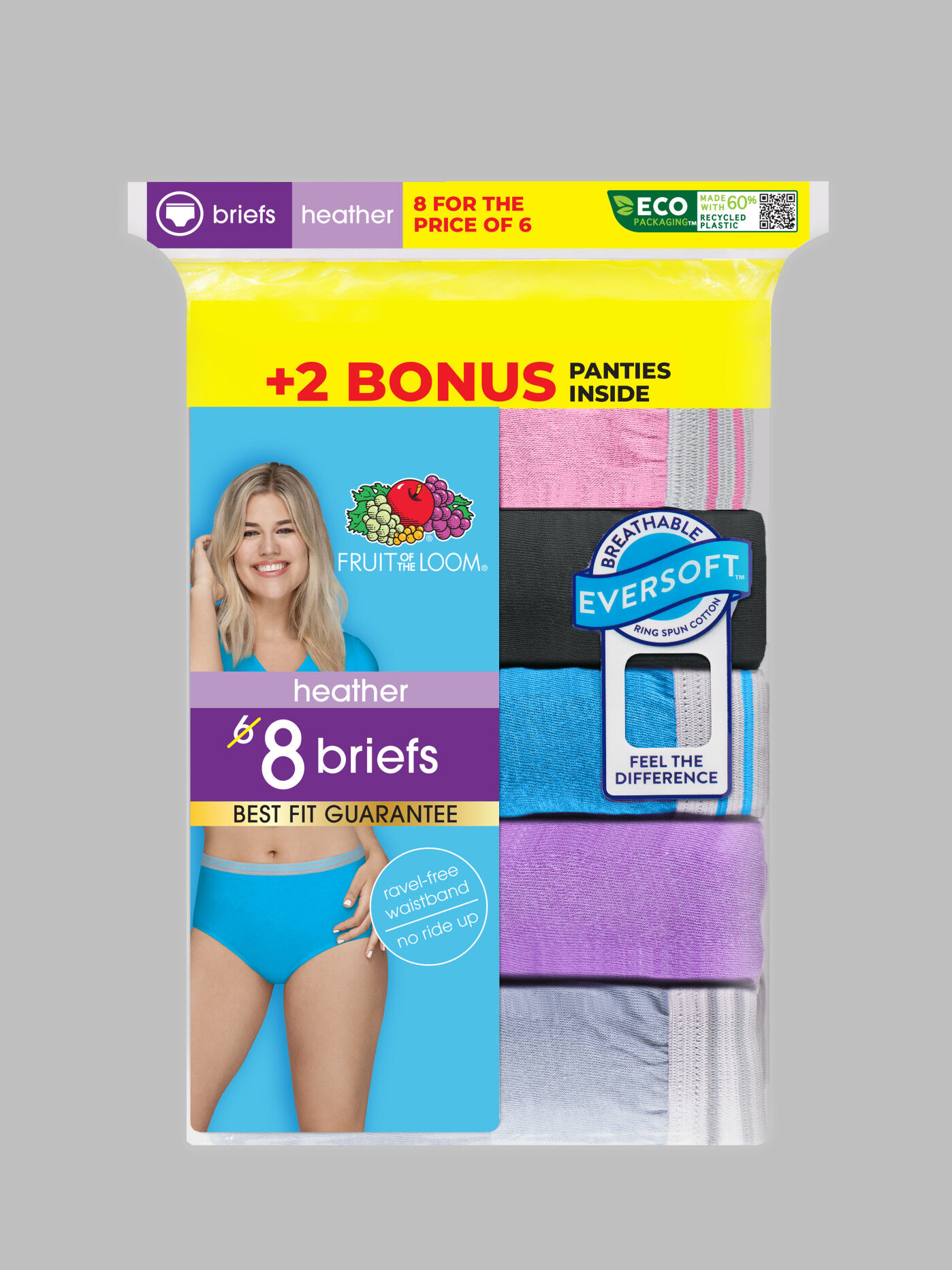 Women s Heather Brief Panty Assorted 8 Pack