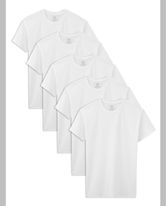 Boys' Crew Neck T-Shirt, White 5 Pack White