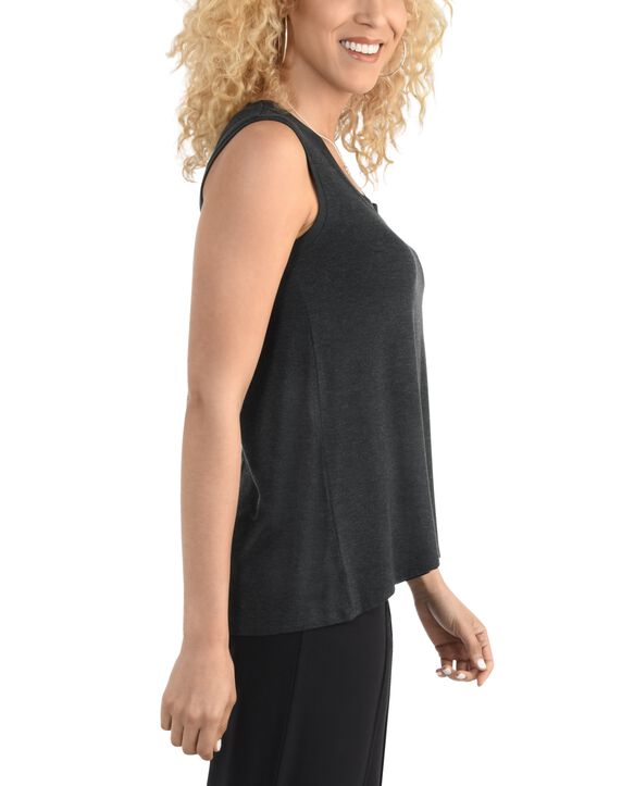Women's Seek No Further Scoop Neck Shell Tank Top Dark Charcoal Heather