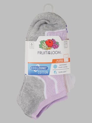 Women's CoolZone® No Show Socks Assorted, 6 Pack 