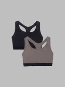 Women’s Medium Impact Sports Bra, Assorted 2 Pack Black Hue/Charcoal Heather