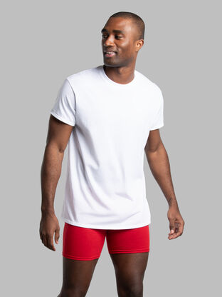 Men's Short Sleeve Active Cotton White Crew T-Shirts, 8 Pack 