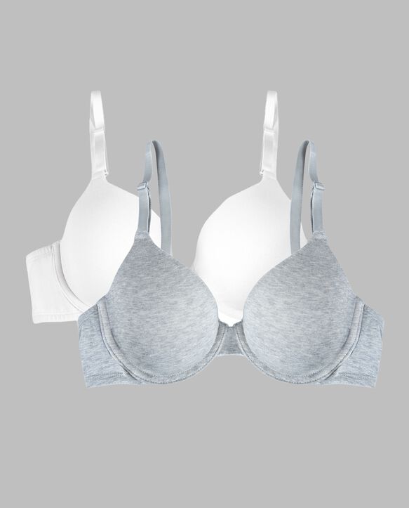 Women's T-Shirt Bra, 2 Pack HEATHER GREY/ WHITE