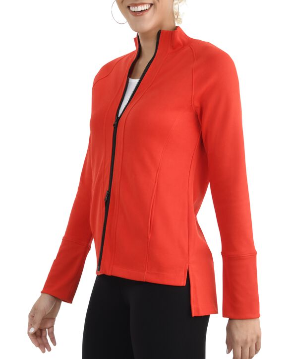Women's Seek No Further Long Sleeve Full Zip Raglan Track Jacket Bright Red
