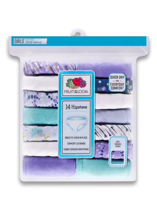 Girls' Assorted Cotton Hipster, 14 Pack Galaxy Print Assortment