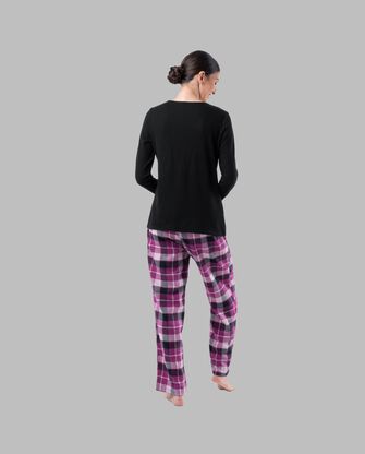 Women's Flannel Top and Bottom,  2 Piece Pajama Set 