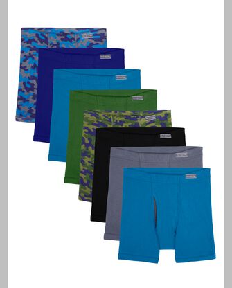 Boys' Coolzone Print and Solid Boxer Brief, 8 Pack 