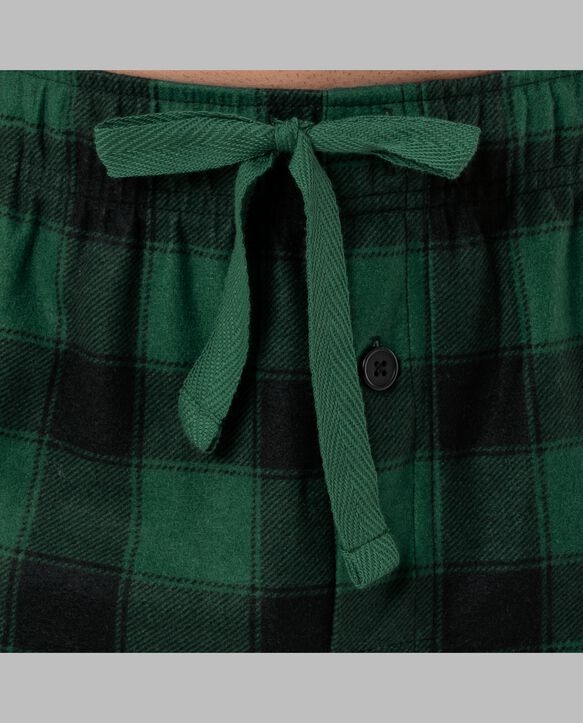 Fruit of the Loom Men's Holiday and Plaid Microfleece Sleep Pant, 2 Pack JOLLY/GREEN BUFFALO CHECK