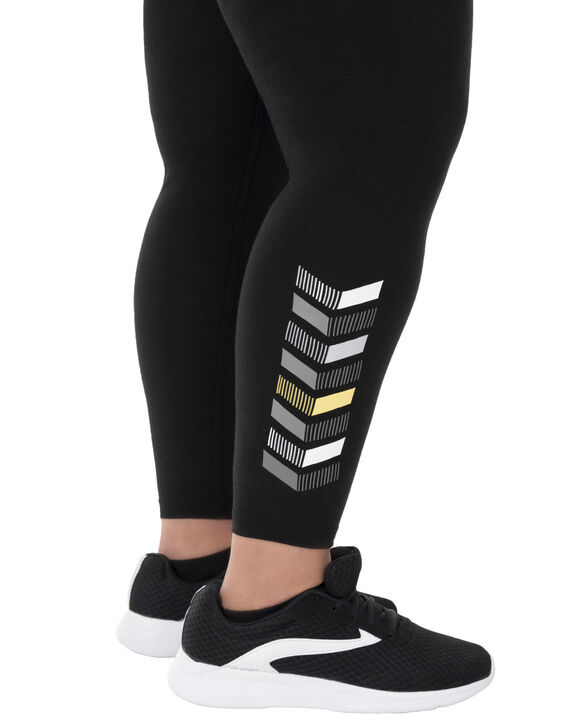 Fit For Me by Fruit of the Loom Ladies Plus Size Graphic Leggings BLACK GRAPHIC "WARRIOR"