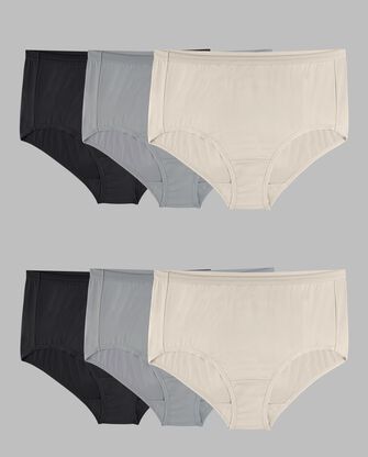 Women's Plus Fit for Me® Microfiber Brief Panty, Assorted 6 Pack 