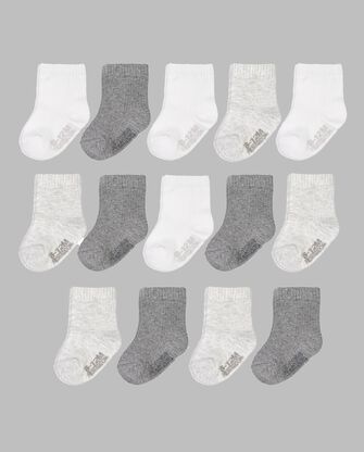 Baby Pack Grow & Fit Flex Zones Cotton Stretch Socks, 0-6 Months Gray 14 Pack 