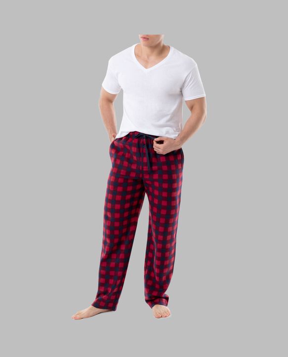 Fruit of the Loom Men's Fleece Sleep Pant, 2 Pack RED/BLUE