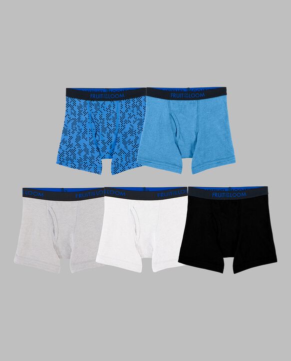 Boys' Breathable Cooling Cotton Mesh Boxer Briefs, Assorted 5 Pack ASSORTED