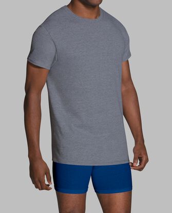Men's Short Sleeve Active Cotton Blend Crew Neck T-Shirt, Black and Grey 8 Pack 