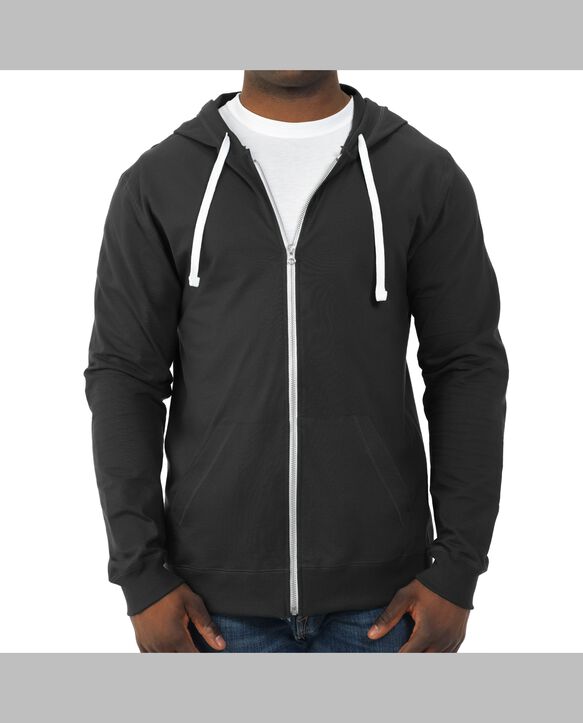 Men's Soft Jersey Full Zip Hooded Sweatshirt Black
