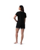 Women's Soft & Breathable V-Neck T-shirt and Shorts, 2-Piece Pajama Set Black Soot