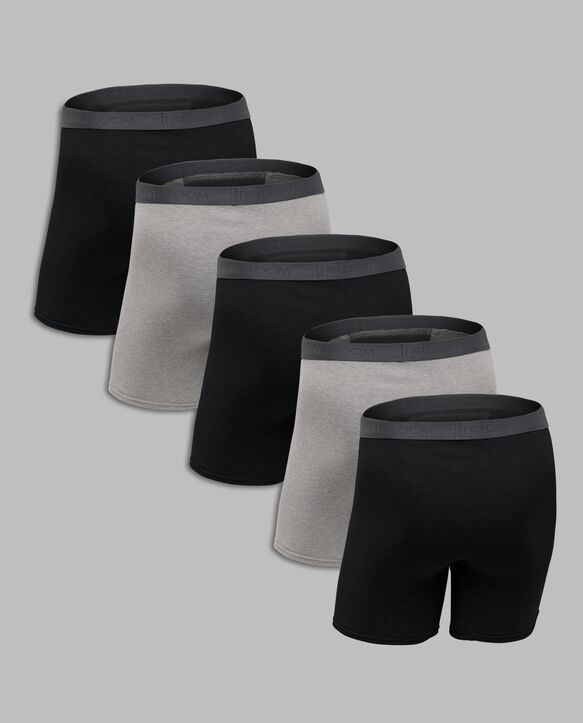 Fruit of the Loom Premium CoolZone Men's Boxer Briefs, 4+1 Bonus Pack - Black/Gray ASSORTED