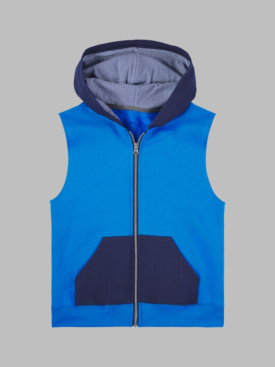 Boys' Fleece Full Zip Sleeveless Vest Pacific Blue/Navy