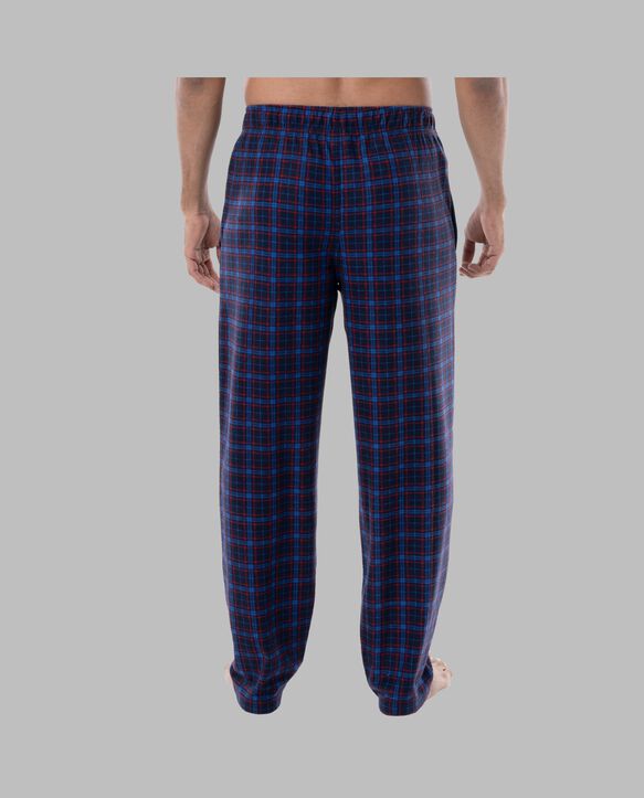 Fruit of the Loom Men's Holiday and Plaid Microfleece Sleep Pant, 2 Pack SANTA DOG/BLUE PLAID