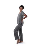 Women's Soft & Breathable V-Neck T-shirt and Pants, 2-Piece Pajama Set CHARCOAL PIN DOT