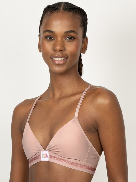'FOMO Free' Triangle Bralette, 2 Pack Rose Shadow/ Black Hue