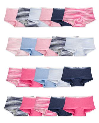 Girls' Assorted Heather Boy Short Underwear, 20 Pack 