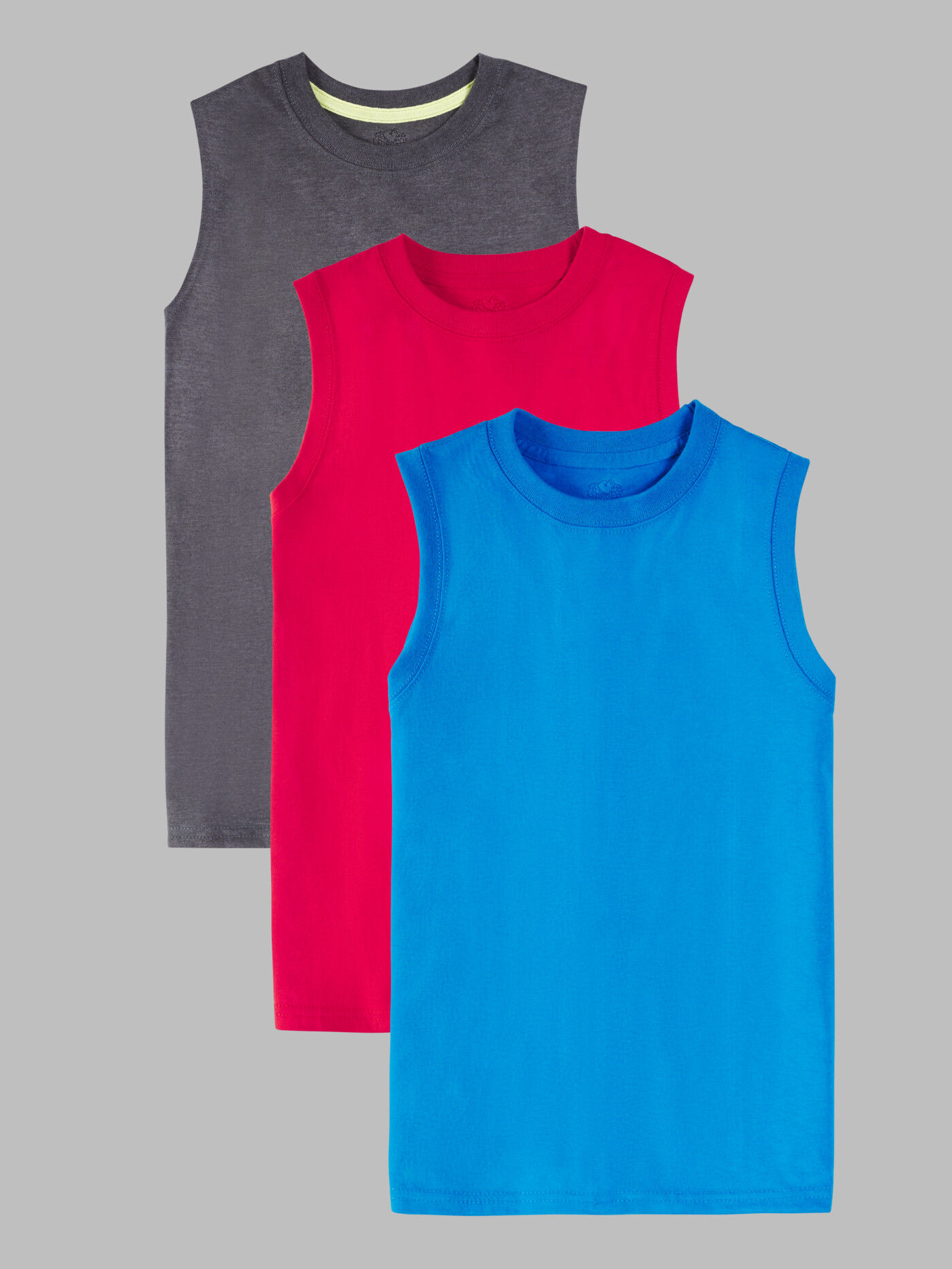 Boys' Super Soft Solid Multi-Color Sleeveless Muscle Shirts