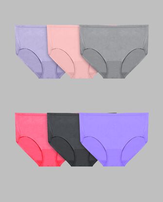 Women's Plus Fit for Me® 360 Cotton Stretch Brief Panty, Assorted 6 Pack 