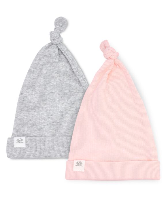Baby Girls' Grow & Fit Hats, 2 Pack Pink Multi