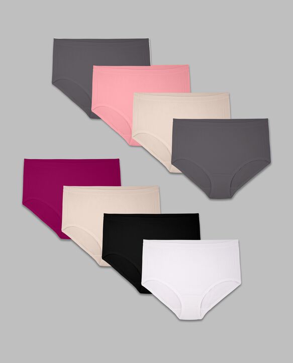 Women's Plus Fit for Me® Breathable Micro-Mesh Brief Panty, Assorted 8 Pack Assorted