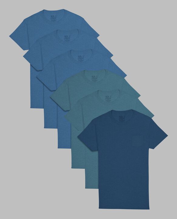 Men’s Short Sleeve Pocket T-Shirt, Assorted 6 Pack Assorted